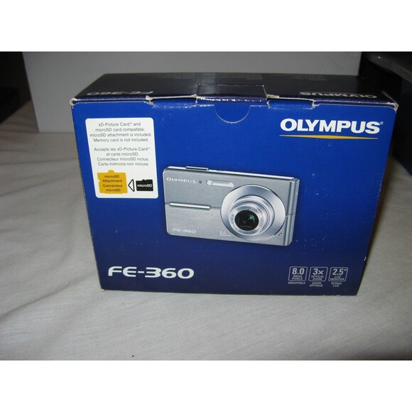 Olympus FE-360 Digital Camera Silver in Original Box w SD Card & Battery - Picture 6 of 6